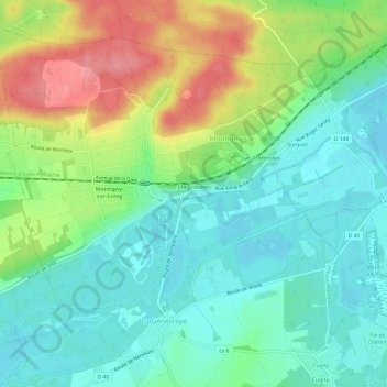Le Veau地形图、海拔、地势