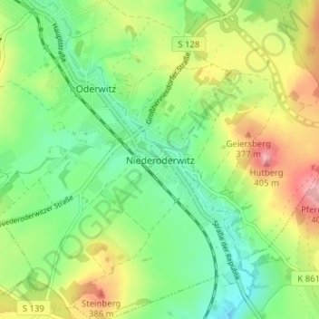 Niederoderwitz地形图、海拔、地势