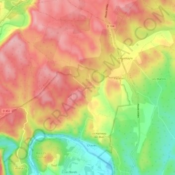 Coudon地形图、海拔、地势