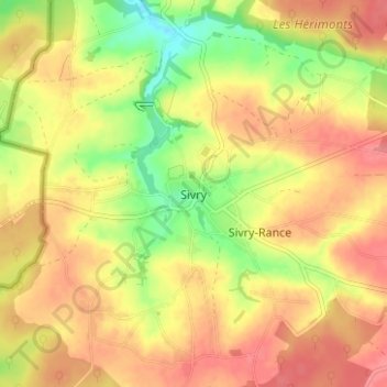 Sivry地形图、海拔、地势