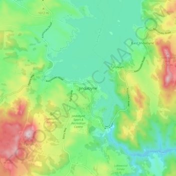 Jindabyne地形图、海拔、地势