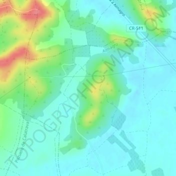 Monte Cayo地形图、海拔、地势