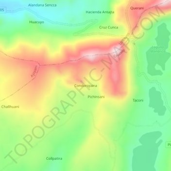 Condoriquina地形图、海拔、地势