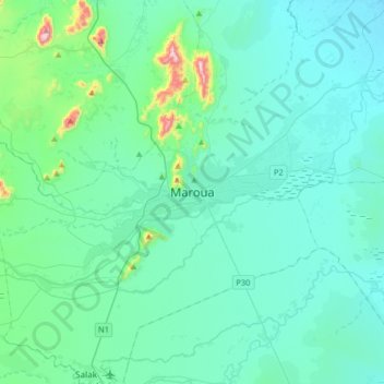 Maroua地形图、海拔、地势