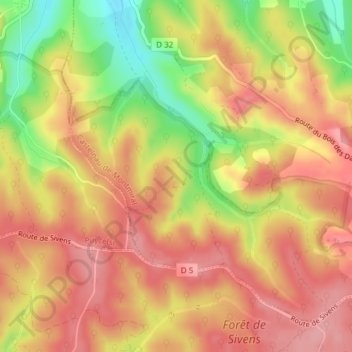 Sivens地形图、海拔、地势