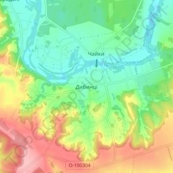 Дыбинцы地形图、海拔、地势