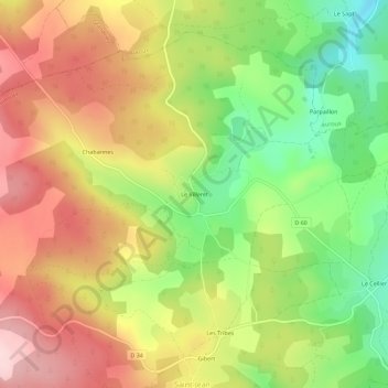 Le Villeret地形图、海拔、地势