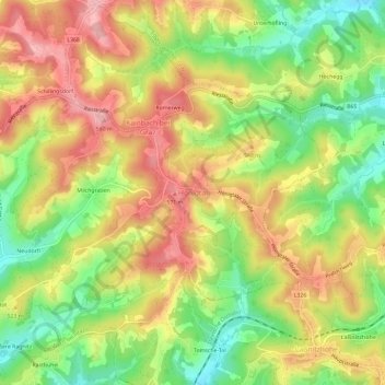 Hönigtal地形图、海拔、地势