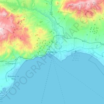 Almería地形图、海拔、地势