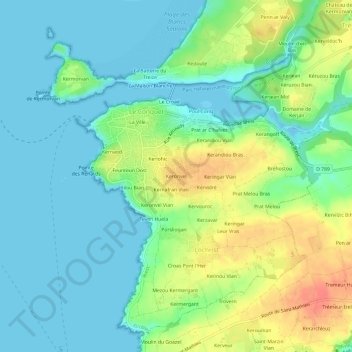 Keronvel地形图、海拔、地势