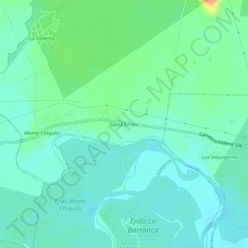 Santa Emilia地形图、海拔、地势