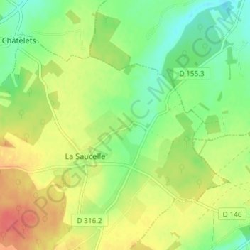 Les Pelles地形图、海拔、地势