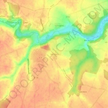 Les Cloux地形图、海拔、地势