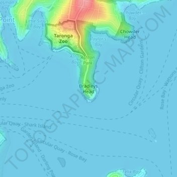 Bradleys Head地形图、海拔、地势