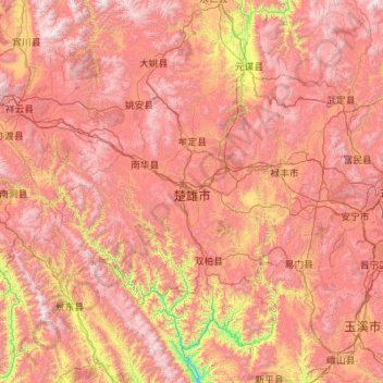 楚雄州地形图、海拔、地势