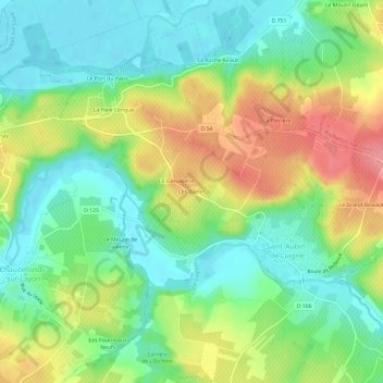 Les Barres地形图、海拔、地势