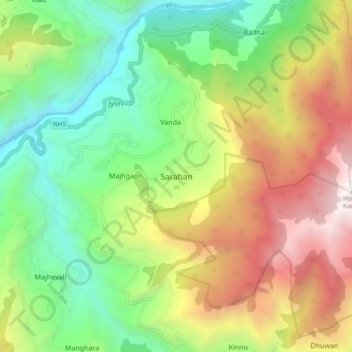 Sarahan地形图、海拔、地势
