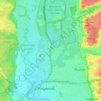 Blashford地形图、海拔、地势