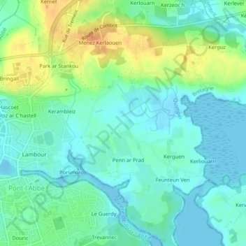 Lande Vallée地形图、海拔、地势