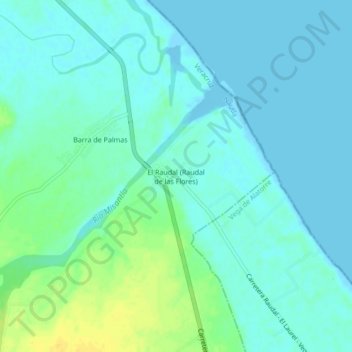 El Raudal (Raudal de las Flores)地形图、海拔、地势