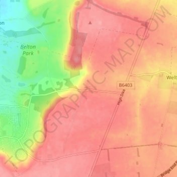 Londonthorpe地形图、海拔、地势