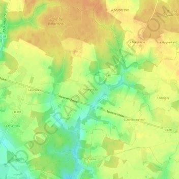 Villargeau地形图、海拔、地势