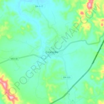 Concordia地形图、海拔、地势