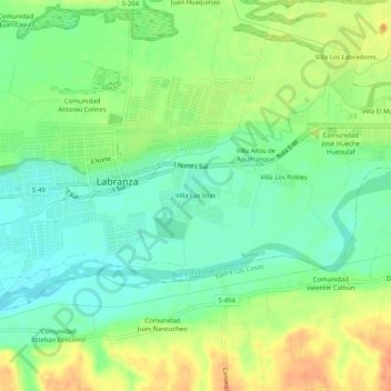Villa Las Islas地形图、海拔、地势