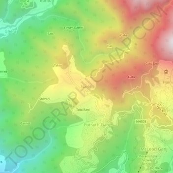 Naddi地形图、海拔、地势