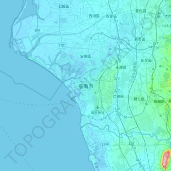 Tainan地形图、海拔、地势