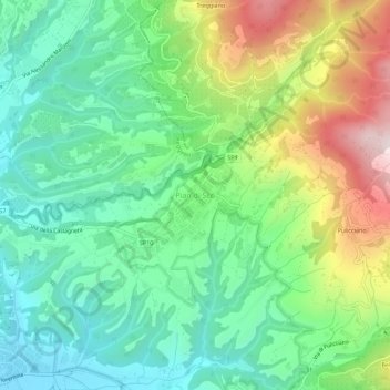 Pian di Scò地形图、海拔、地势