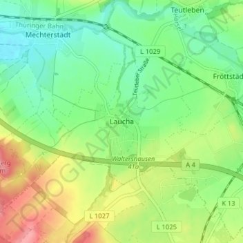 Laucha地形图、海拔、地势