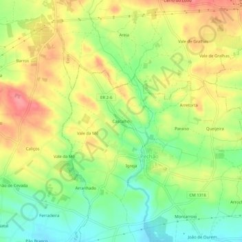 Cascalho地形图、海拔、地势