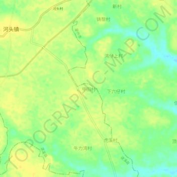 甲田村地形图、海拔、地势