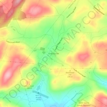 Huffs Church地形图、海拔、地势