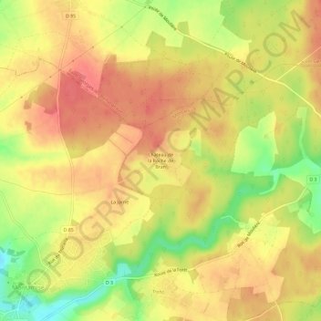 Château de la Roche de Bran地形图、海拔、地势