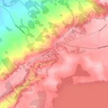 Ōkaihau地形图、海拔、地势