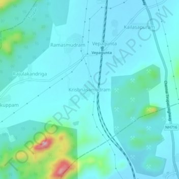 Krishnasamudram地形图、海拔、地势