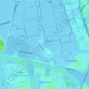 Westzaner-Overtoom地形图、海拔、地势