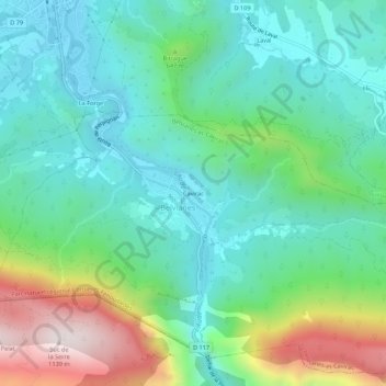 Cavirac地形图、海拔、地势