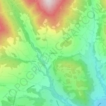 Eselsberg地形图、海拔、地势
