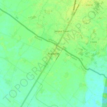 Rupadiya地形图、海拔、地势
