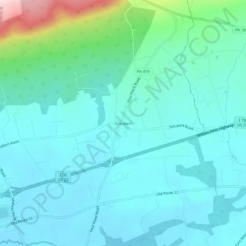 Schubert地形图、海拔、地势