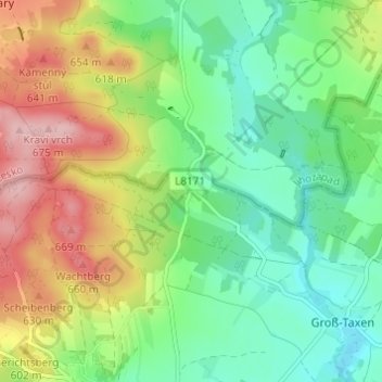 Kleintaxen地形图、海拔、地势