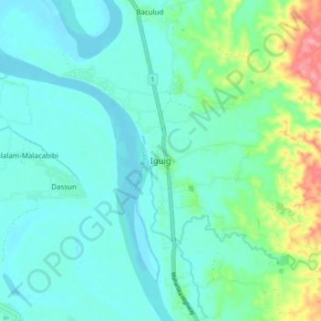 Iguig地形图、海拔、地势