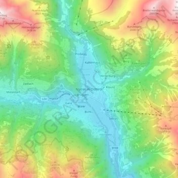 Matrei in Osttirol地形图、海拔、地势