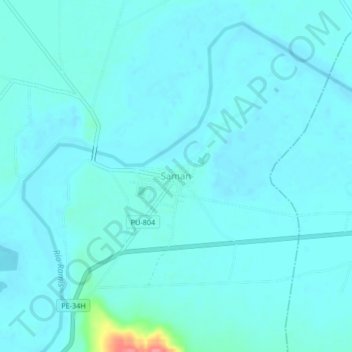 Saman地形图、海拔、地势