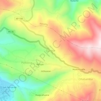 Sondor地形图、海拔、地势