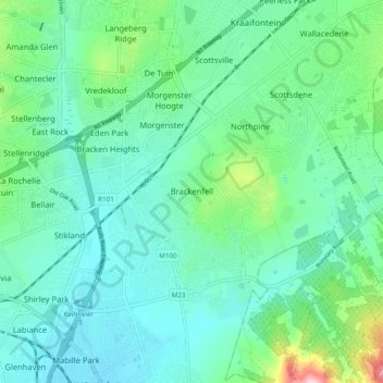 Brackenfell地形图、海拔、地势