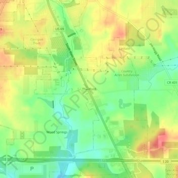 Thedford地形图、海拔、地势